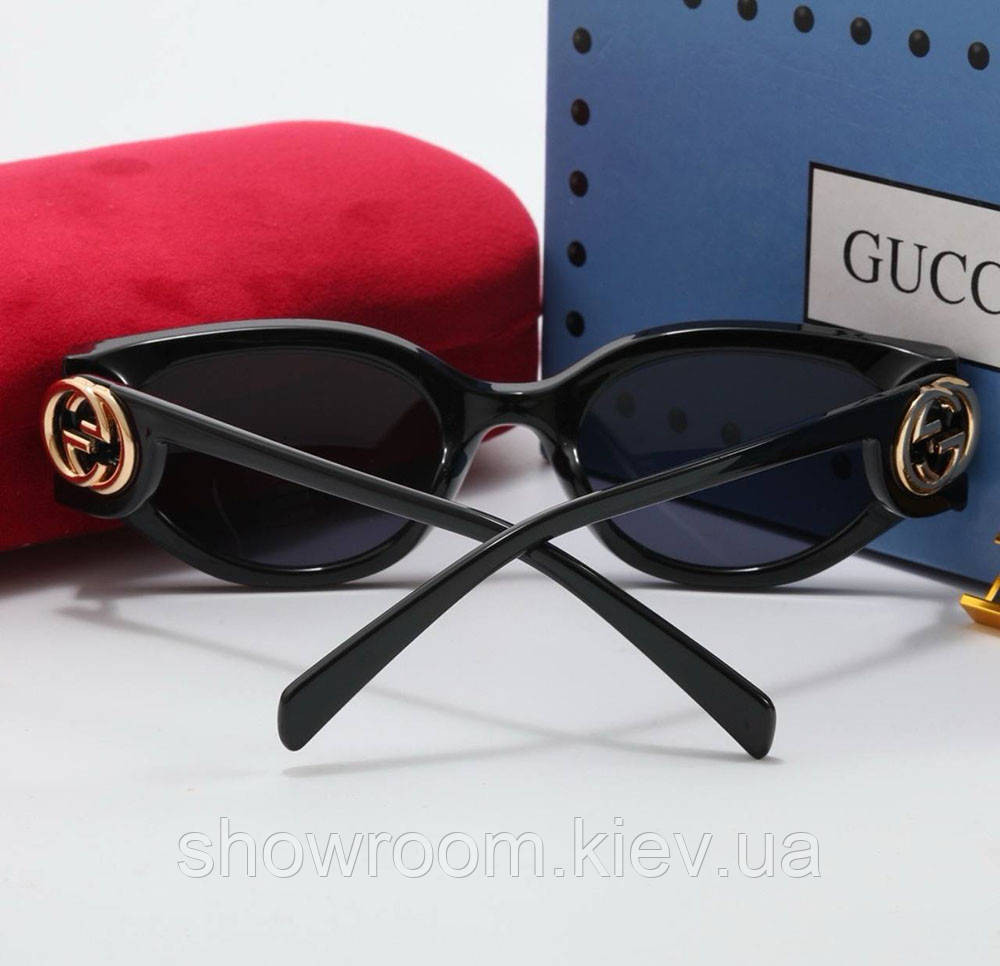 Жіночі брендові сонцезахисні окуляри GG (2323) чорні Київ - фото 3