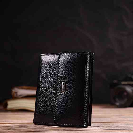 Гаманець для жінок середнього розміру з натуральної шкіри Чорний (CANPELLINI) Київ