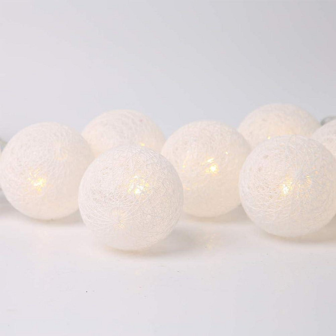 Гірлянда Ciskotu з бавовняними кульками 3.8 м, 20 LED кульок, Тайська гірлянда, біле світло, IP44, для декору Київ - фото 7