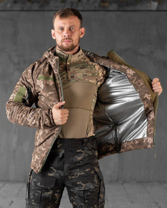 Зимова чоловіча тактична куртка Softshell OMNI-HEAT піксель L Одеса - фото 1