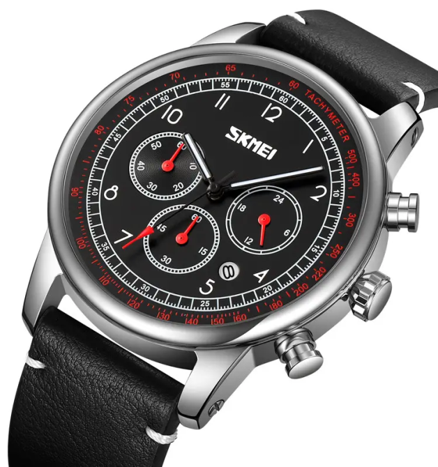 Часы наручные классические Skmei 9318 (Черный с черным циферблатом) Винница - изображение 2