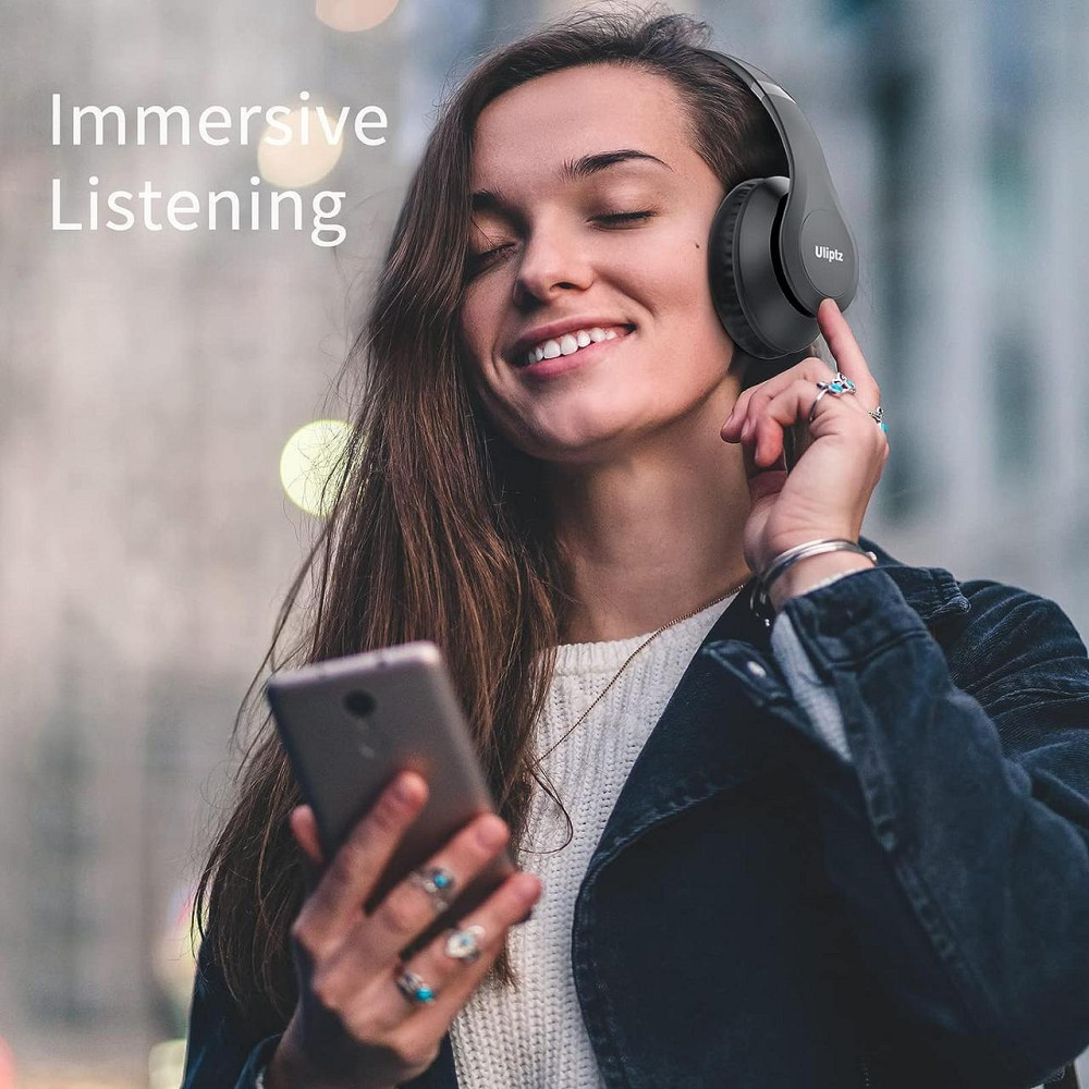 Беспроводные накладные наушники Uliptz ULWH203A Bluetooth 5.3, 65 часов, 6 EQ, Hi-Fi, микрофон, 3,5 мм, черные Киев - изображение 17