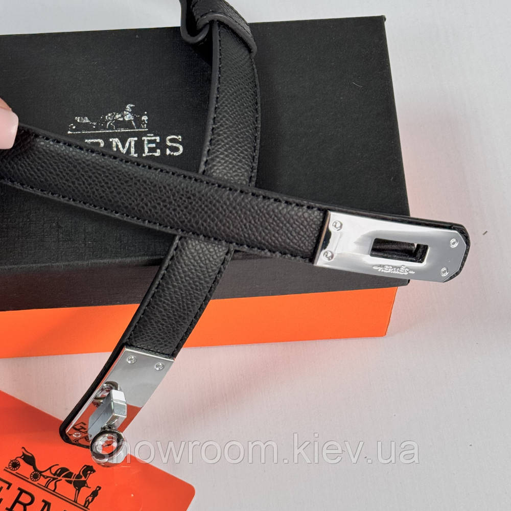 Черный женский кожаный ремень Hermes Гермес (280-2) Киев - изображение 3