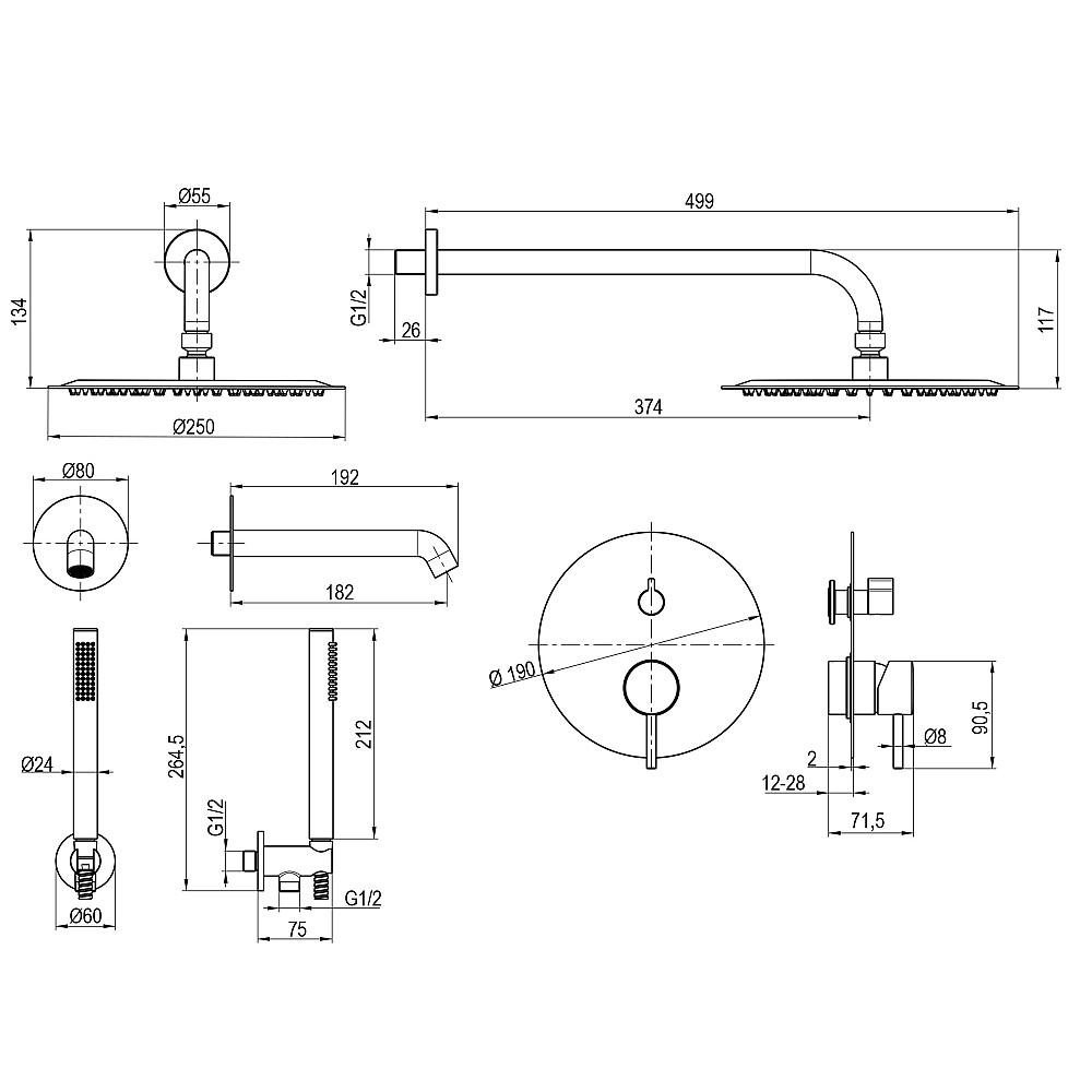 Душова система вбудована TOPAZ LOFT TLF 32115-H39-C Тернопіль - фото 7