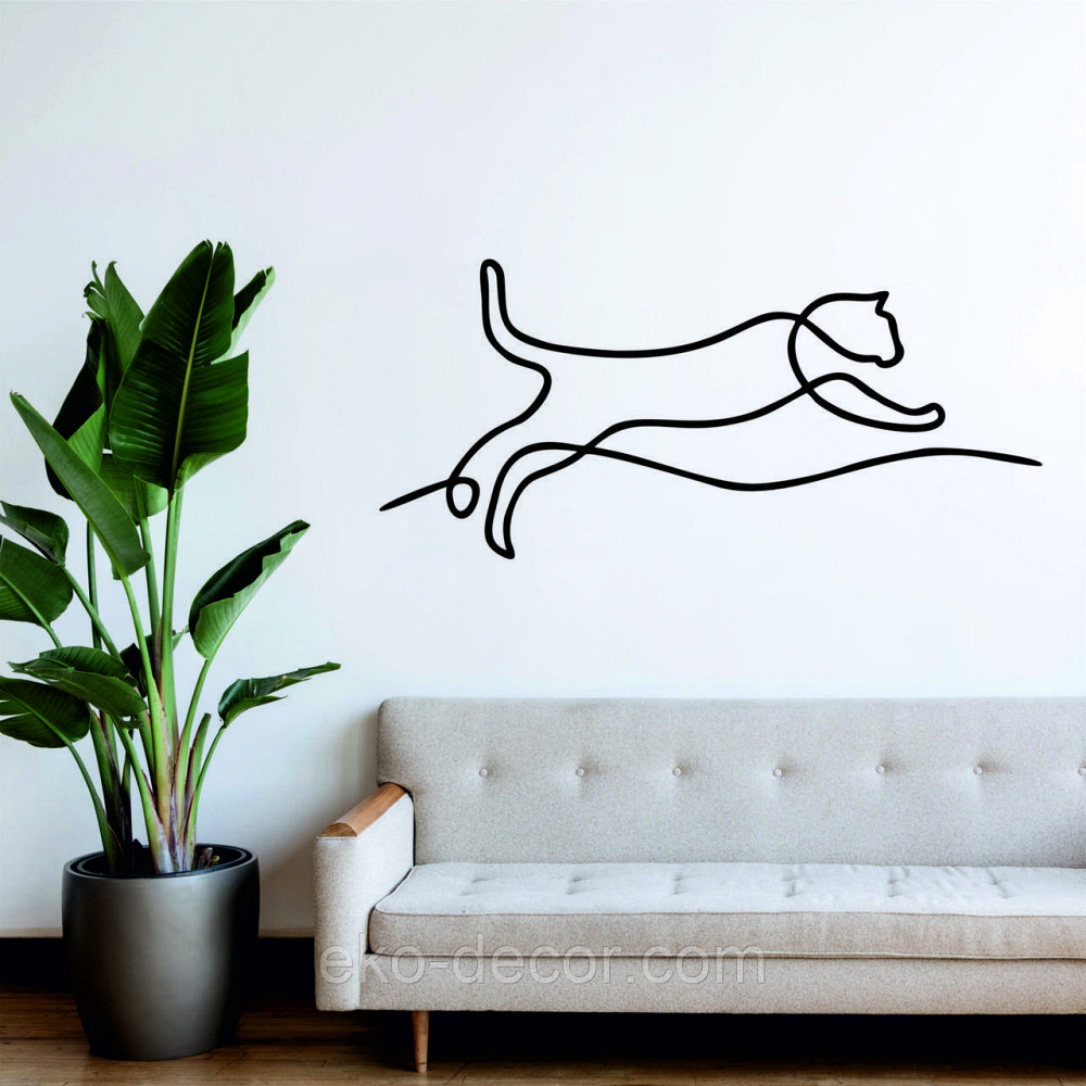 Декоративное настенное 3D Панно «Кот» Декор на стену с объемом 90*40 см, Черный Киев - изображение 4