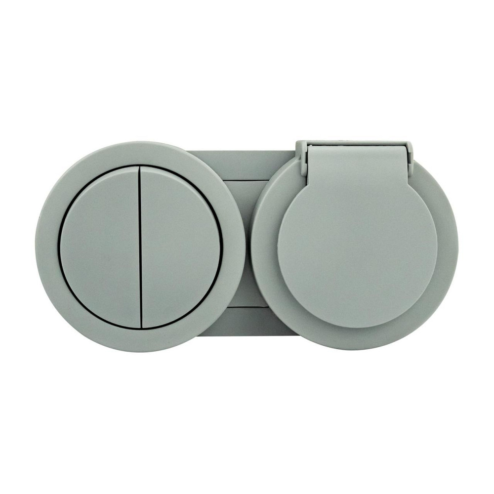 Вимикач накладний 2-кл.+ розетка з заземленням 16А IP54 сіра xOne Харків - фото 4