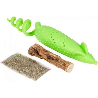 Іграшка для котів GiGwi Refillable Catnip Миша гумова 16.5 см зелена (2347) Вінниця