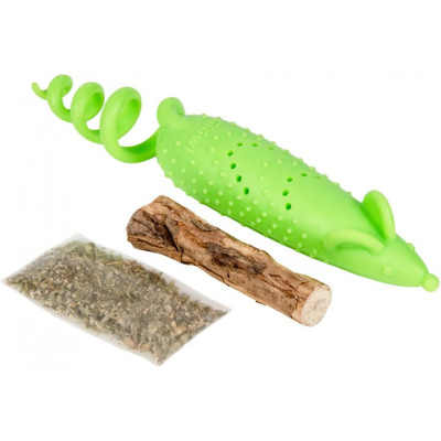 Игрушка для кошек GiGwi Refillable Catnip Мышь резиновая 16.5 см зеленая (2347) Винница - изображение 2