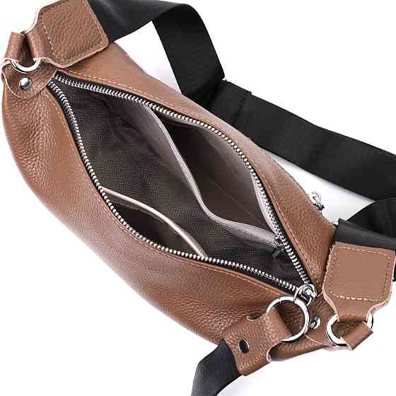 Женская сумка из натуральной кожи через плечо с необычным бегунком брелком Коричневая (Vintage) Киев