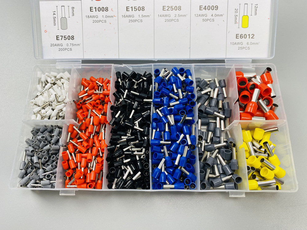 Набір наконечників для автопроводу 1200шт (8 видів)+ обтискні щипці 6 граней, набір обтискних інструментів Мукачево - фото 8