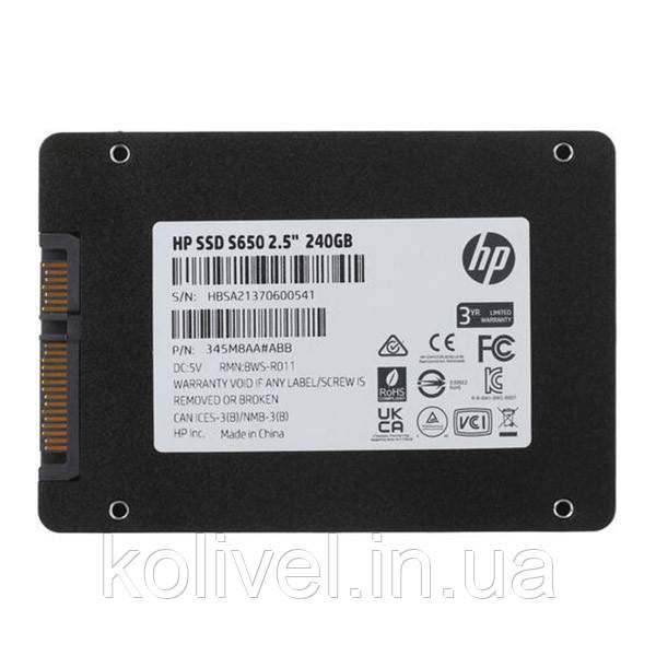 SSD 240Gb HP S650 SATA III 2.5" TLC (345M8AA) Київ - фото 2