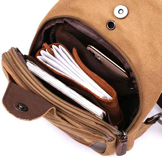 Функциональная мужская сумка через плечо Vintage 20385 Песочный Киев