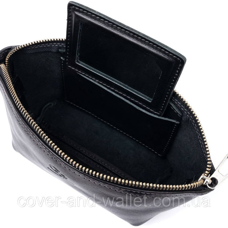 Модна жіноча шкіряна косметичка чорного кольору Grande Pelle 805610 Київ - фото 5