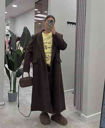 Стильное женское пальто оверсайз крой кашемир + подкладка Шоколад, 46/48 Одесса