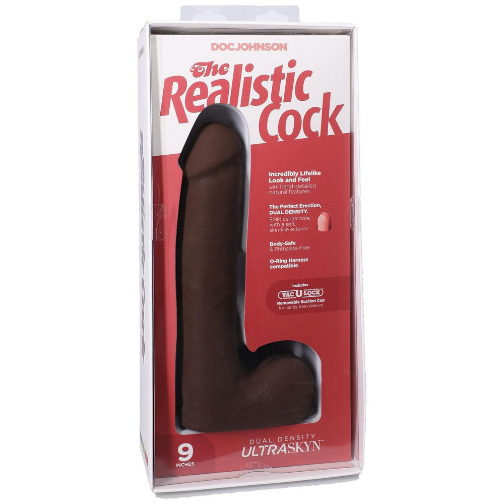 Фалоімітатор Doc Johnson The Realistic Cock ULTRASKYN - 9 Inch with Balls Chocolate Sex Aura Київ - фото 8
