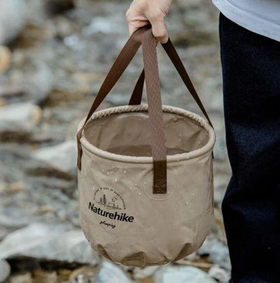 Складной контейнер круглый для воды из ПВХ Naturehike NH20SJ040, 10 л, светло-коричневый Киев - изображение 3