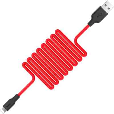 Дата кабель USB 2.0 AM to Lightning 1.0m 2A silicone X21 black+red HOCO (6957531071372) Вінниця