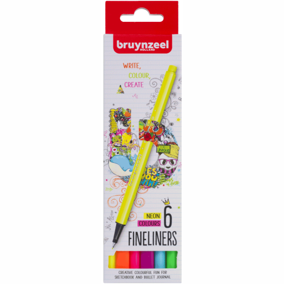 Набір лінерів FINELINER Neon Неонові кольори 6кол Bruynzeel Київ