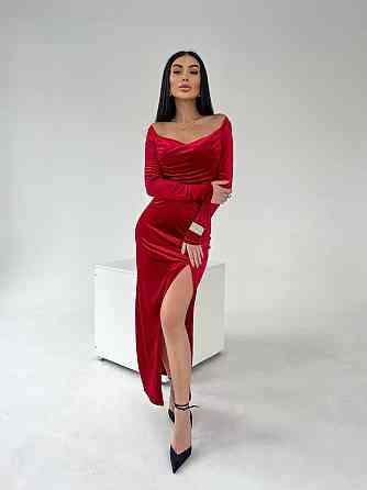 Жіноче елегантне святкове плаття максі з оксамиту Червоний, 42/44 Одеса