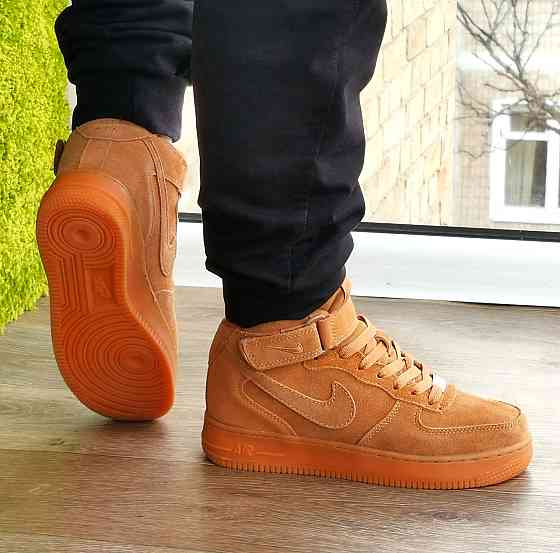 Кросівки Nike Force Високі Руді Жіночі Форси Замшеві Коричневі Найк (розміри: 37,38,39,40,41) Дніпро