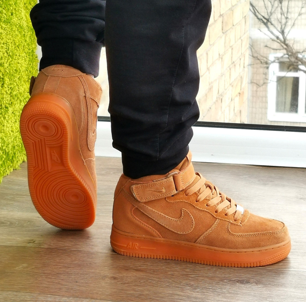 Кросівки Nike Force Високі Руді Жіночі Форси Замшеві Коричневі Найк (розміри: 37,38,39,40,41) Дніпро - фото 2