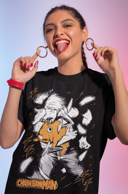 Футболка для хлопчика з аніме принтом Людина-бензопила оверсайз (зріст від 165 до 180) Чорний AnimeJ0637m Дніпро - фото 4