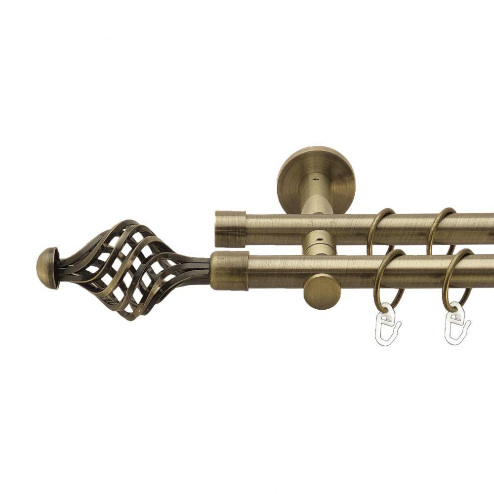 Карниз Orvit Арезо металевий дворядний реверсивний гладка труба кільце металеве Антик 19\19 мм 300 см (00-00013315) Львів - фото 1