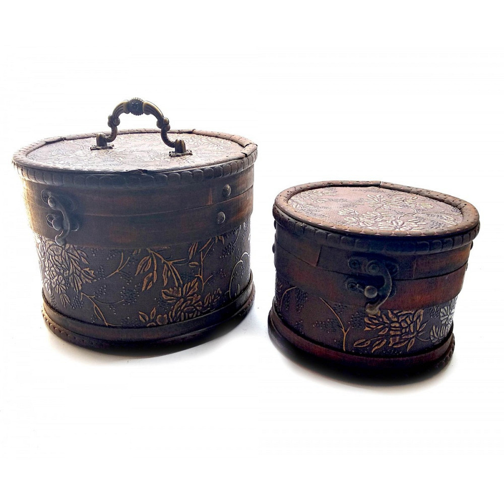 Скринька кругла вінтажна набір 2 шт Київ - фото 1