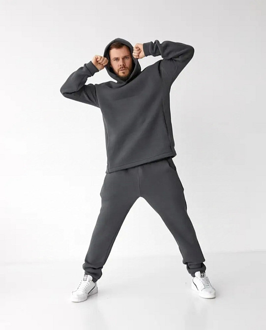 Спортивный мужской теплый костюм на флисе Графитовый 56 Харьков - изображение 4