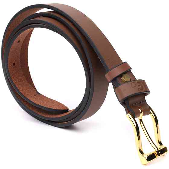 Модный узкий кожаный ремень для женщин GRANDE PELLE 22954 Светло-коричневый Киев