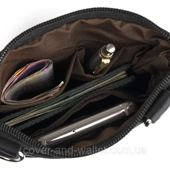 Маленькая вертикальная мужская сумка из натуральной кожи PS Leather Киев - изображение 8