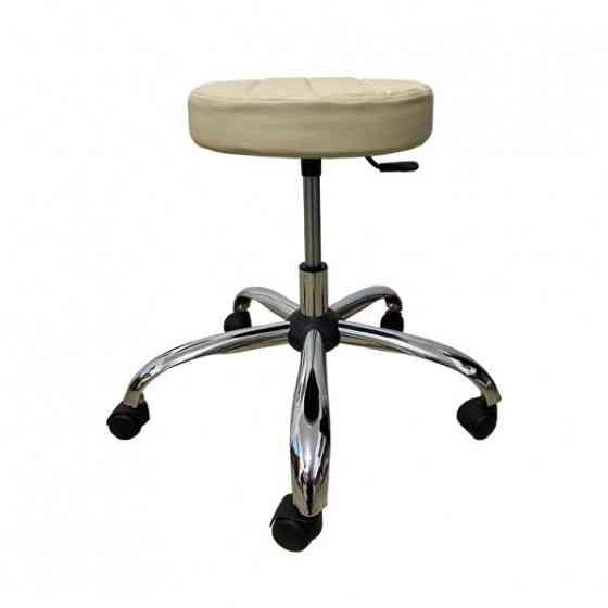 Стілець для майстра без спинки Йола на хромованій ніжці Слонова кістка Київ