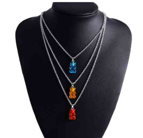 Ожерелье с желейными мишками разноцвтное - длина 50см, цинковый сплав, смола Киев