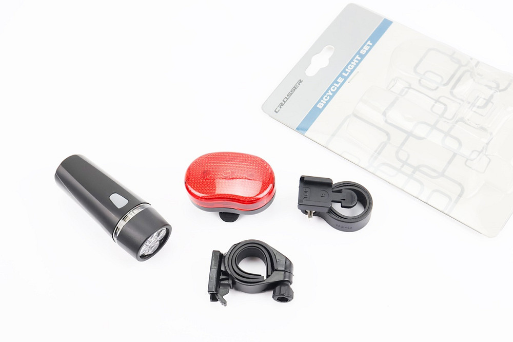 Ліхтар передній 5 діодів+задній 3 діода к-кт, чорний XC-100305 (без батарейок) Київ - фото 1