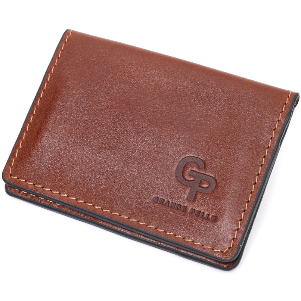 Кожаная небольшая визитница GRANDE PELLE 11632 Коричневый Киев - изображение 1
