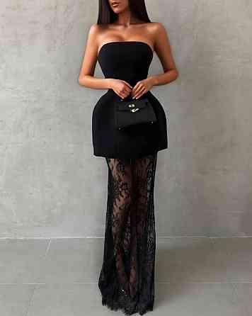 Женское вечернее элегантное платье-юбка   костюмка + нежный гипюр Одесса