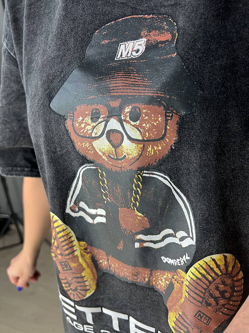 Сукня жіноча Sessanta 25011 футболка оверсайз варена тай дай з принтом ведмедик чорна, чорний, one size Київ - фото 19