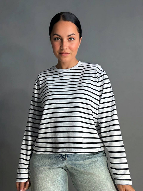 Лонгслів жіночий KEYYMOD 34094 у смужку з підплічниками оверсайз білий, білий, L Київ - фото 11