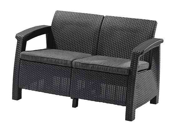 Диван пластиковий садовий Keter Corfu II Love seat, графіт Київ