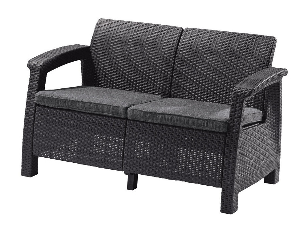 Диван пластиковий садовий Keter Corfu II Love seat, графіт Київ - фото 1