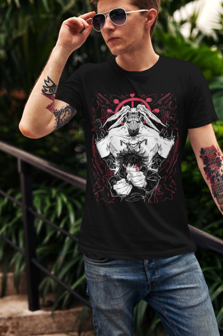 Футболка для хлопчика з аніме принтом Магічна битва оверсайз (зріст від 165 до 180) Чорний AnimeJ0781m Дніпро - фото 3