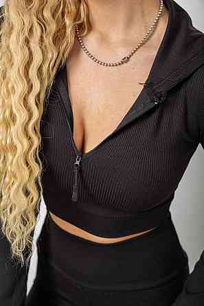 Черная трикотажная футболка M, приталенная хлопчатобумажная с короткими рукавами на лето Лубны