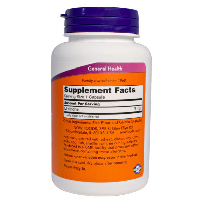 Амінокислота Now Foods Мелатонін 3 мг, 180 гелевих капсул (NOW-03257) Вінниця - фото 2