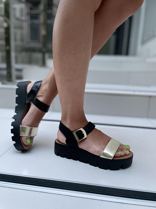 Kentro Босоніжки жіночі KENTO 3222 золото/чорний (літо, шкіра натуральна) (922) лише 38р.і 40р. Коломыя - изображение 9