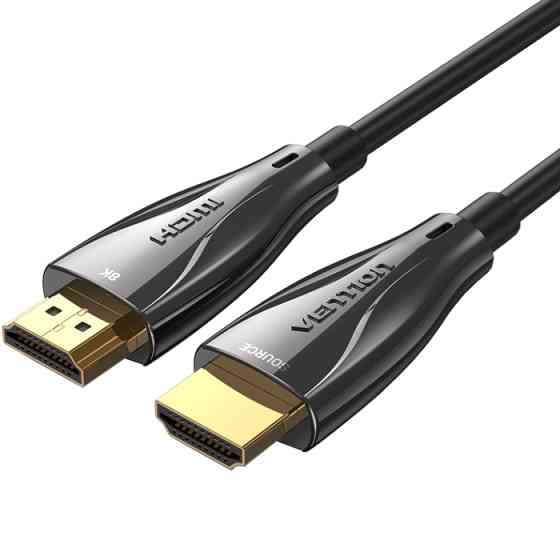 Кабель HDMI M - M, 15.0 м, V2.1, Optical 8K 60Гц 48Gbps Dolby 7.1 TPE Black Zinc Alloy  Vention Винница