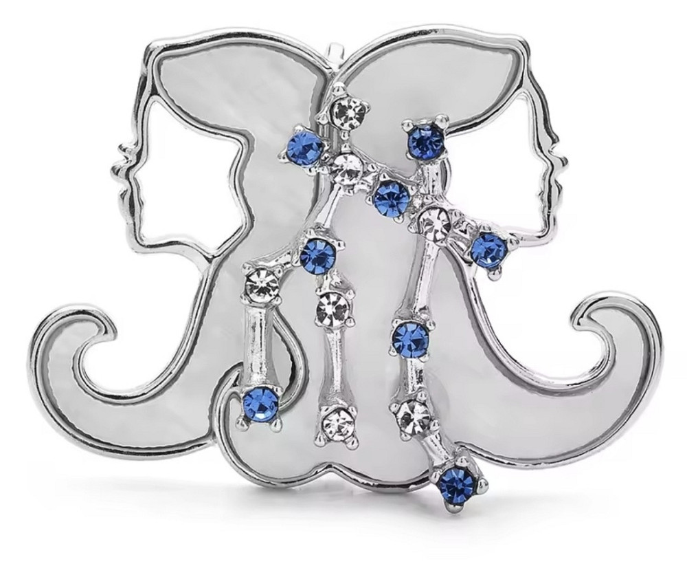 Брошка знак зодіаку "Близнюки" Сріблястий Сміла - фото 1