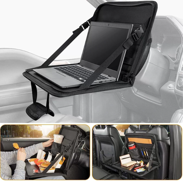 Столик - сумка автомобильный для ноутбука и на руль и спинку сиденья для планшета принятия пищи Черный Экокожа Кременчуг - изображение 1