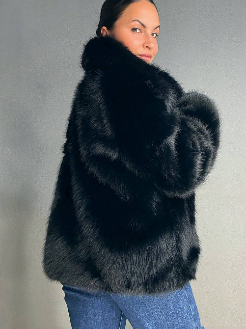 Шуба жіноча Fancy Matinee 5902 оверсайз з кишенями чорна, чорний, M Київ - фото 8