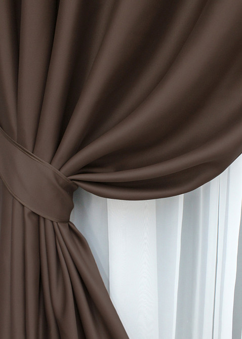 Комплект штор на люверсах VR-Textil Bagema Rvs № 1243ш Коричневий 150х250 см 2 шт (37-0164) Київ - фото 5