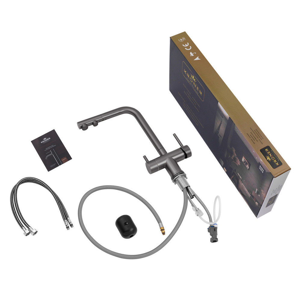 Змішувач для кухні з під'єднанням до фільтра Kroner KRP Edelstahl Klassisch — PVD03811 Київ - фото 10